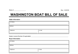 Washington Boat Bill of Sale Template