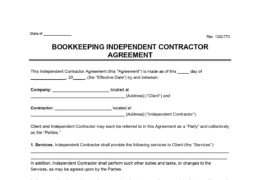 Bookkeeping Independent Contractor Agreement