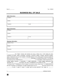 Business Bill of Sale screenshot