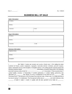 Business Bill of Sale screenshot