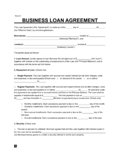 Business Loan Agreement Template