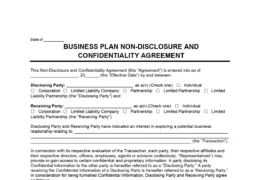 Business Plan Non-Disclosure Agreement
