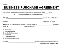 Business Purchase Agreement Screenshot