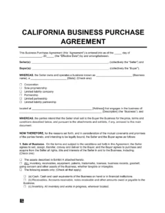 California Business Purchase Agreement Template