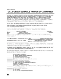 California Durable Statutory Power of Attorney Form