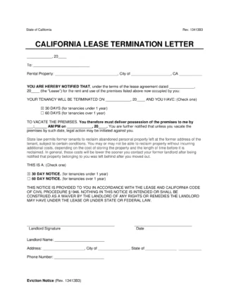 California Lease Termination Letter Template