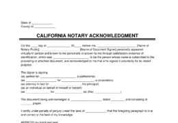 California Notary Acknowledgment Form