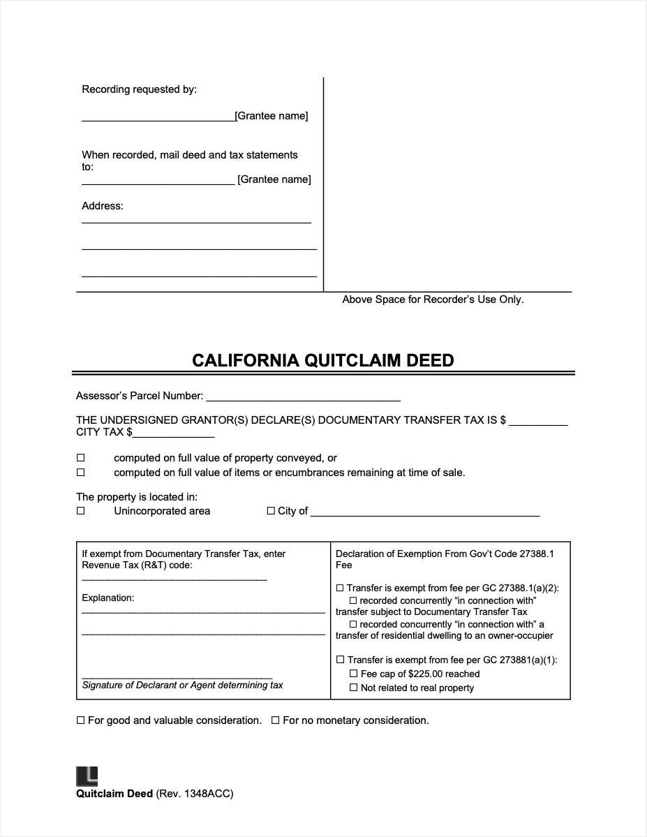 California quitclaim deed
