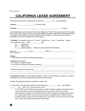 California Residential Lease Agreement