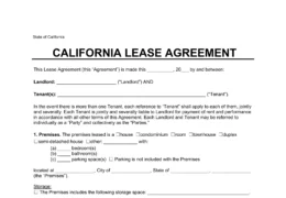 California Residential Lease Agreement Template