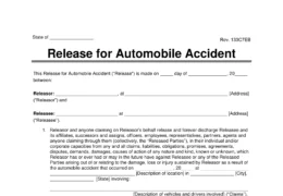 Car Accident Release of Liability Form