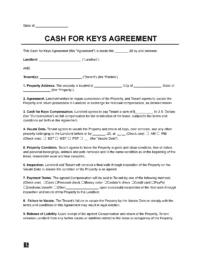 Cash for Keys Agreement Form