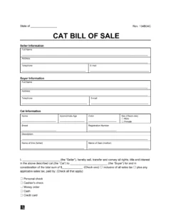 cat bill of sale