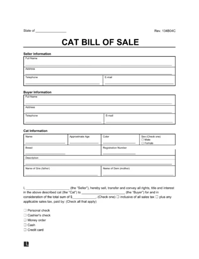 cat bill of sale