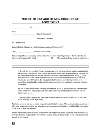 Cease and Desist Letter for Violation of Non-Disclosure Agreement Template