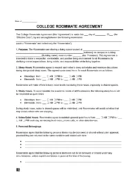 College Roommate Agreement Template