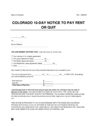 Colorado 10-Day Notice to Quit for Non-Payment of Rent