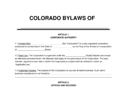 Colorado Corporate Bylaws Template