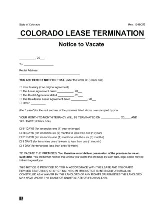 Colorado Lease Termination Notice