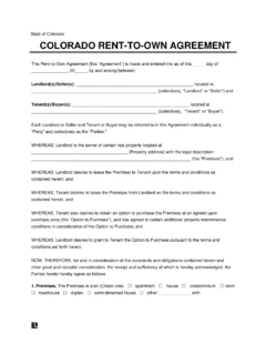 Colorado Lease-to-Own Option-to-Purchase Agreement