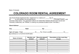 Colorado Room Rental Agreement