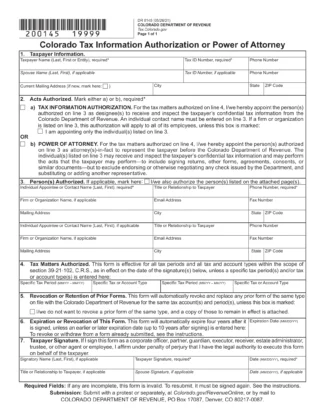 Colorado Tax Power of Attorney Form DR 0145