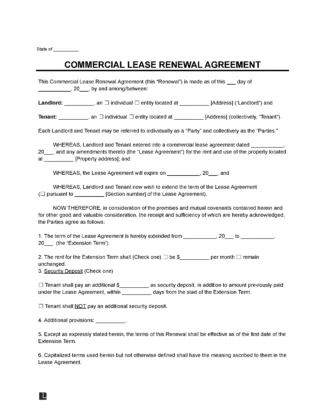 Commercial Lease Renewal Agreement Template