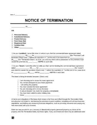 Commercial Lease Termination Letter Template