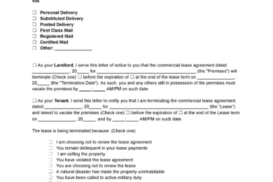 Commercial Lease Termination Letter Template