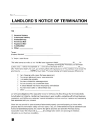 Commercial Lease Termination Letter to Tenant Template
