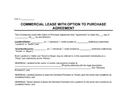 Commercial Lease with Option to Purchase Template