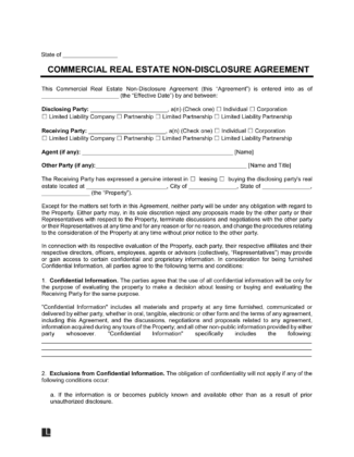 Commercial Real Estate Non-Disclosure Agreement (NDA)