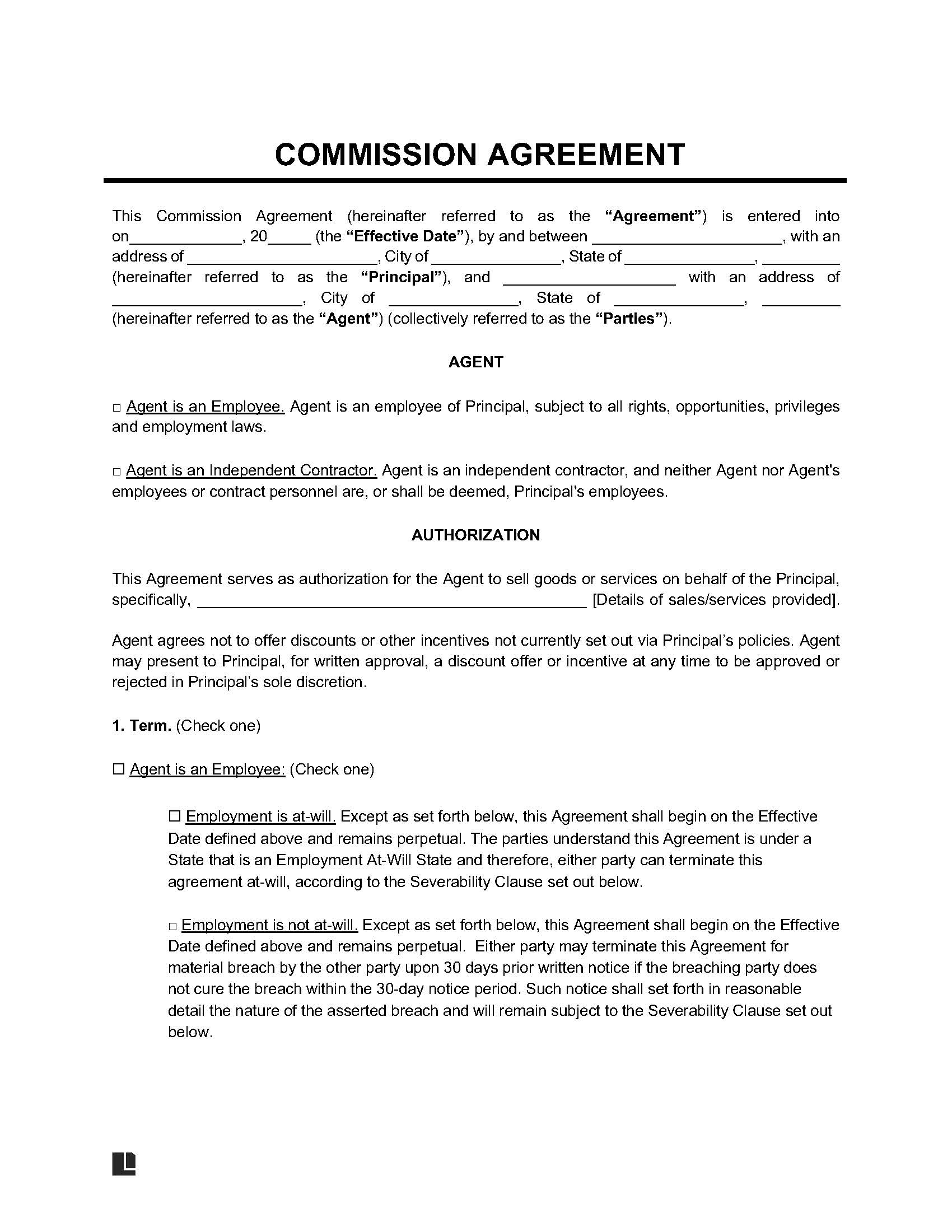 Free Commission Agreement Template | PDF & Word | Legal Templates