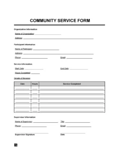 Community Service Form template