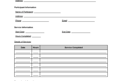 Community Service Form template