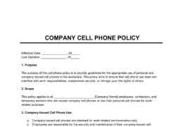 Company Cell Phone Policy Template