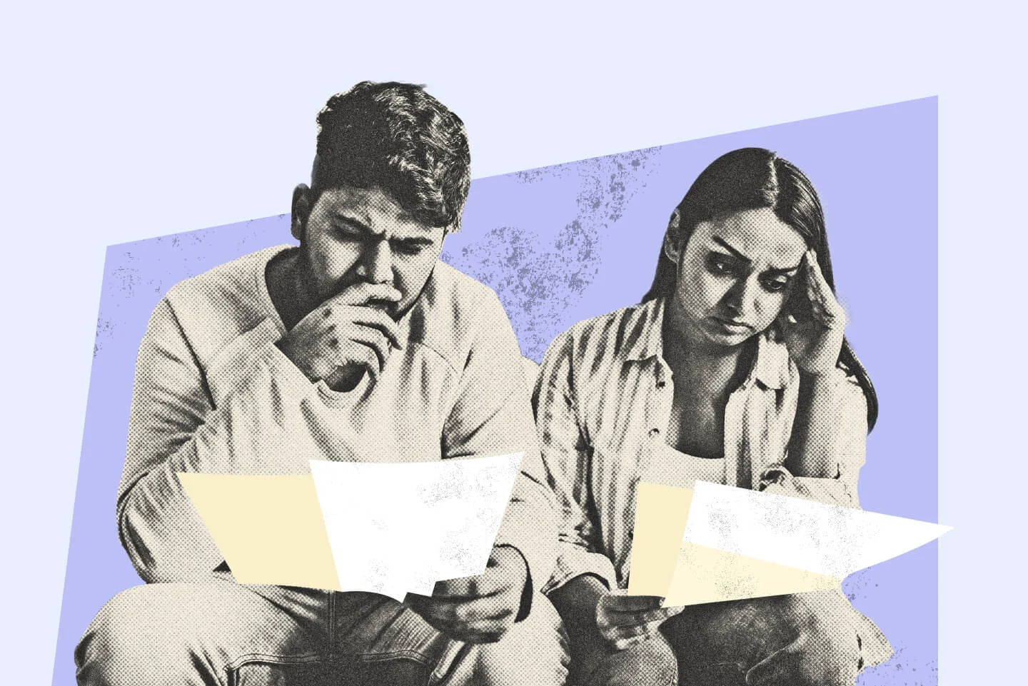 Two people reading over a divorce settlement checklist to settle their divorce smoothly