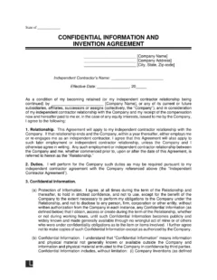 Confidential Information and Invention Assignment Agreement Template
