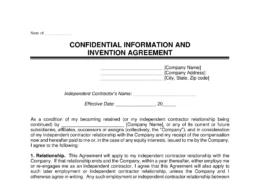 Confidential Information and Invention Assignment Agreement Template