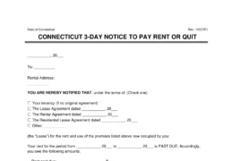 Connecticut 3-Day Notice to Quit for Non-Payment of Rent