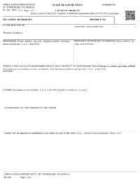 Connecticut Application/Appointment of Temporary Guardian Form PC-504