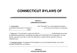 Connecticut Corporate Bylaws Template