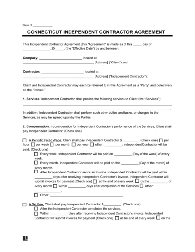 Connecticut Independent Contractor Agreement Template