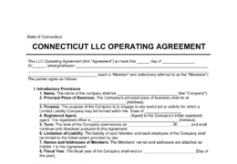Connecticut LLC Operating Agreement Template