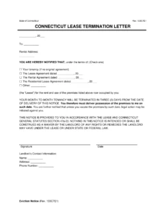 Connecticut Lease Termination Letter Template