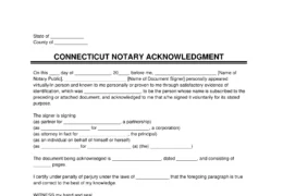 Connecticut Notary Acknowledgment Form