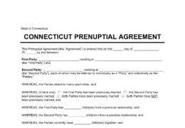 Connecticut Prenuptial Agreement Template