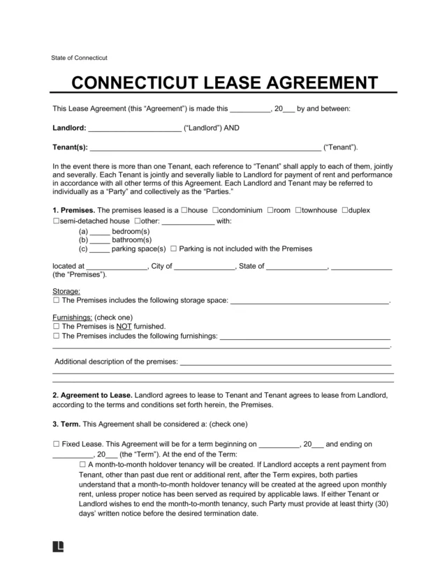 Connecticut Residential Lease Agreement Template