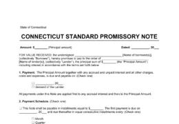 Connecticut Standard Promissory Note Template