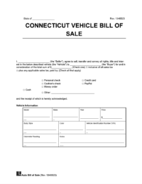 Connecticut vehicle bill of sale